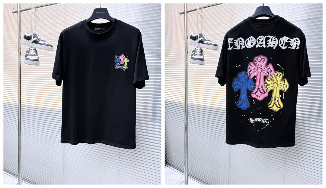 Chrome Hearts Summer Embroidery Print Cotton T-Shirt Short-Sleeve
