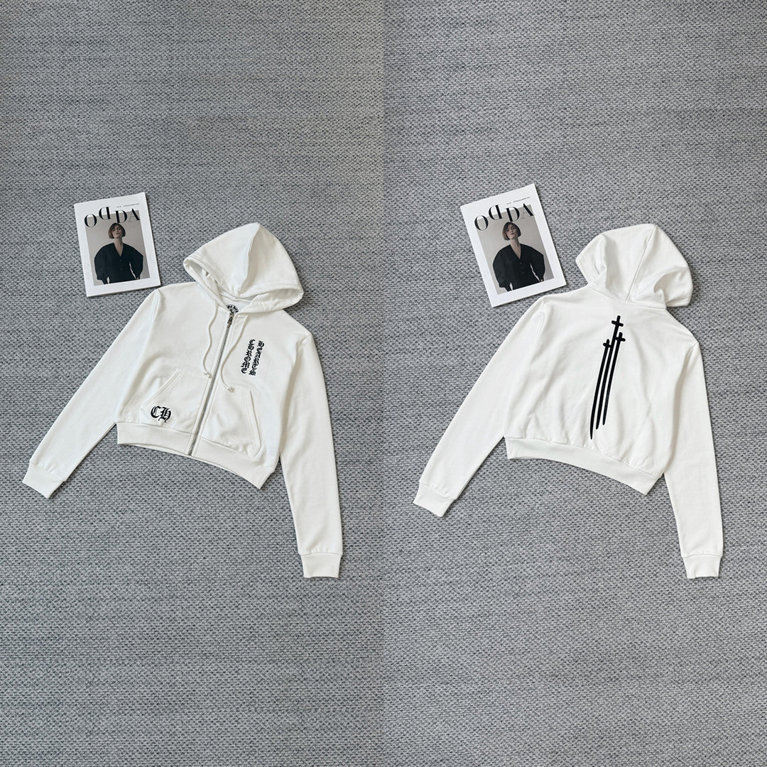Chrome Hearts Sanskrit Sword Printed Zippered Hoodie