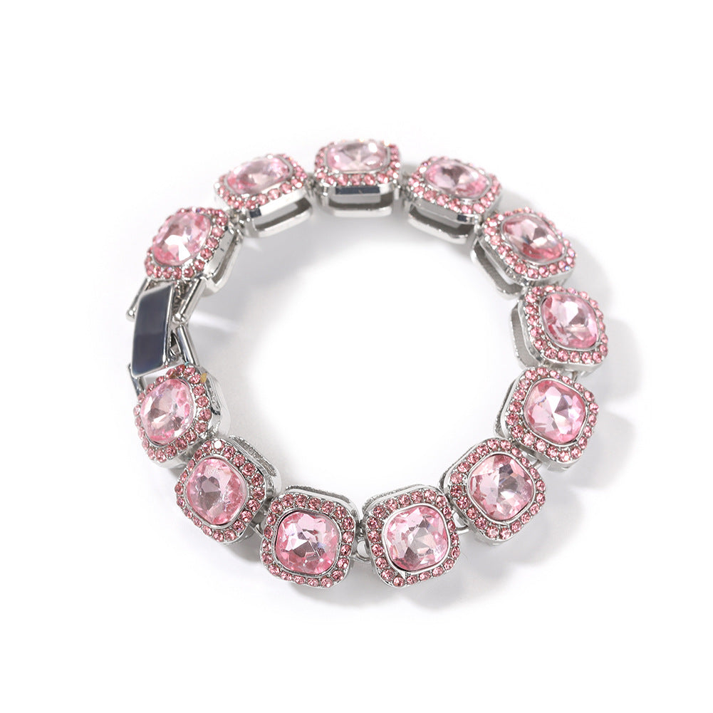 Pink diamond alloy heart geometric versatile bracelet