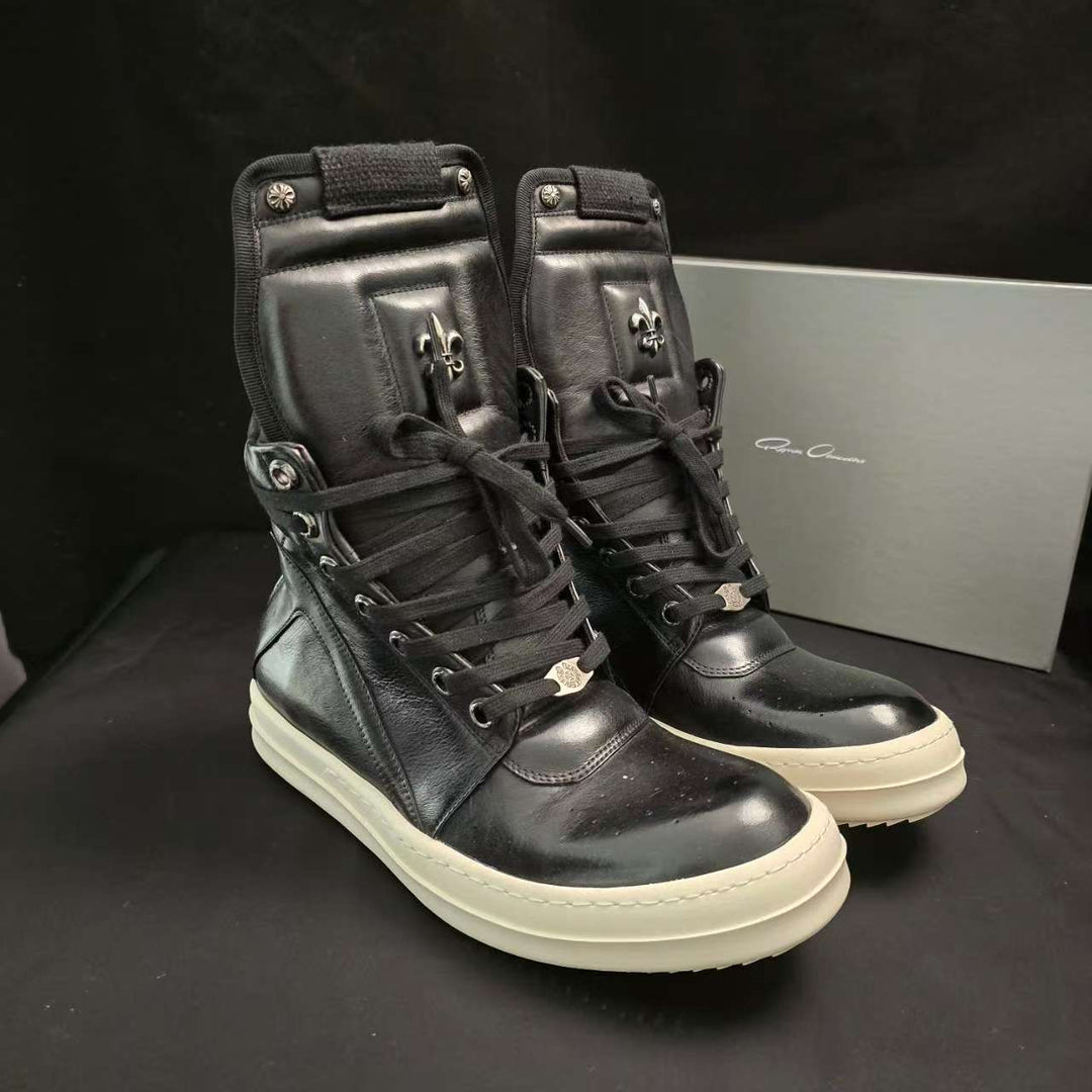 Chrome Hearts Style Mid-Top Sneakers with Platform Sole
