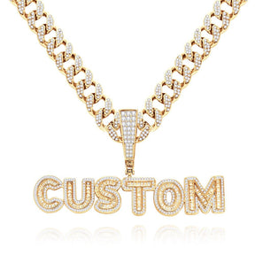 Personalized Rock Candy Diamond Alphanumeric Stitching Pendant Necklace