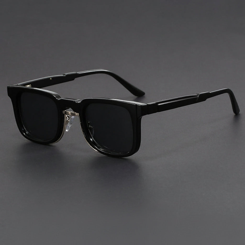 Retro European and American Square Sunglasses with Spring Temples