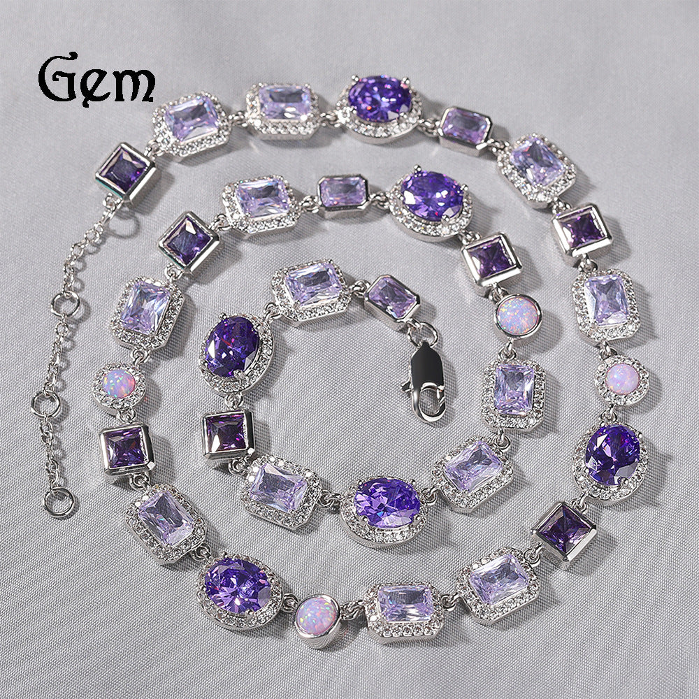 10mm Geometric Purple Gemstone Necklace