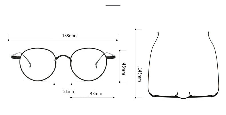 Oval pure titanium wide rim retro glasses frame