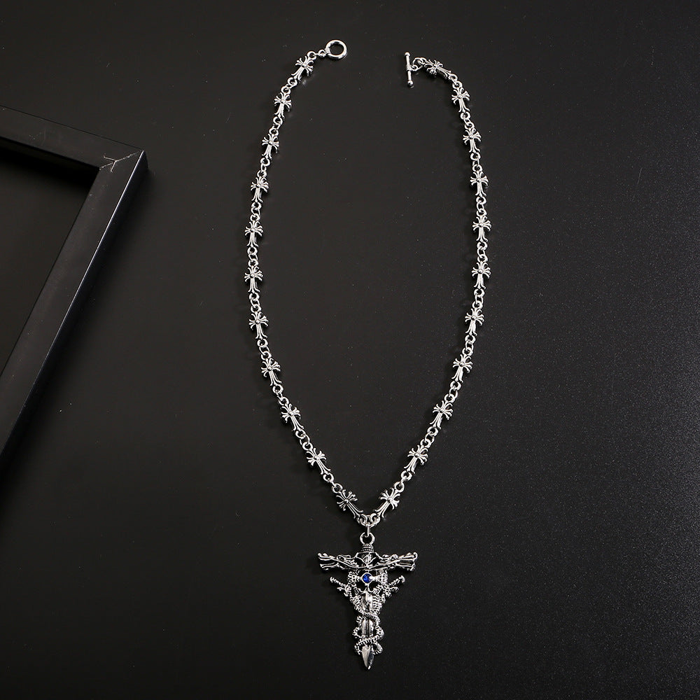 Chrome Hearts Style Dark Cross Necklace