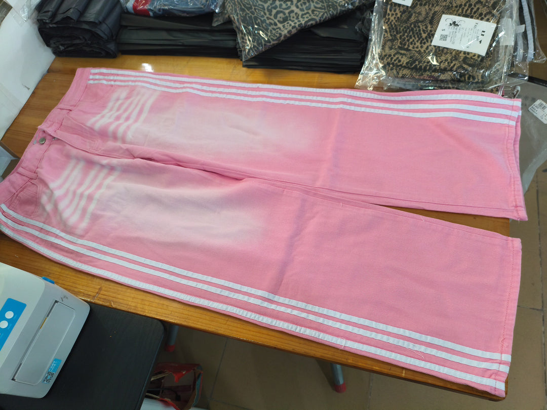 Striped jeans, Y2K casual wide-leg straight-leg jeans