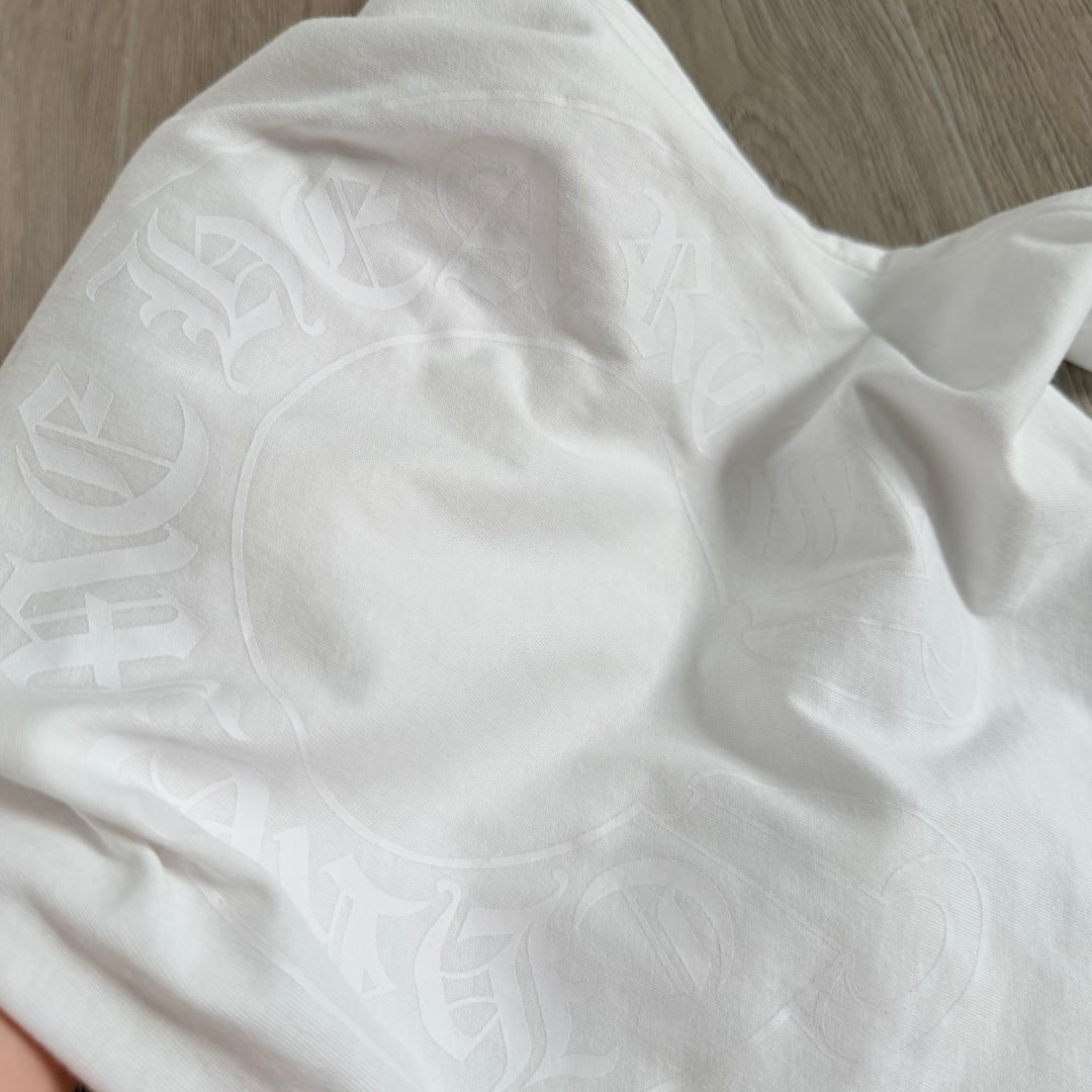 Chrome Hearts V-Neck Scroll Print Short-Sleeve T-Shirt