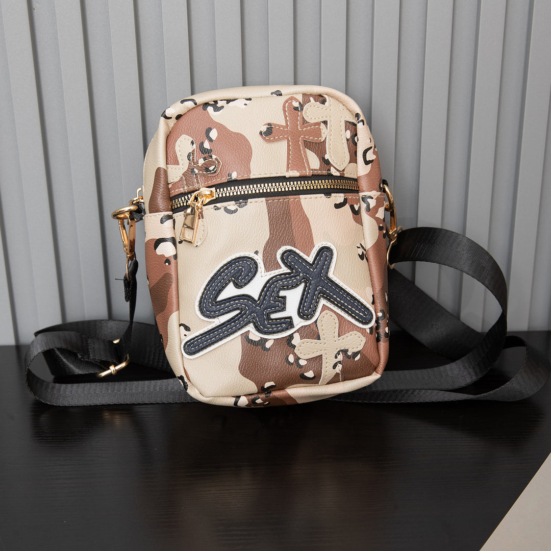Chrome Hearts camouflage cross sports PU leather shoulder bag