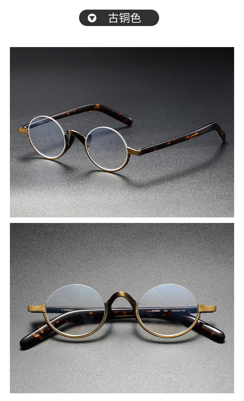 KMN80 round semi-rimless pure titanium glasses