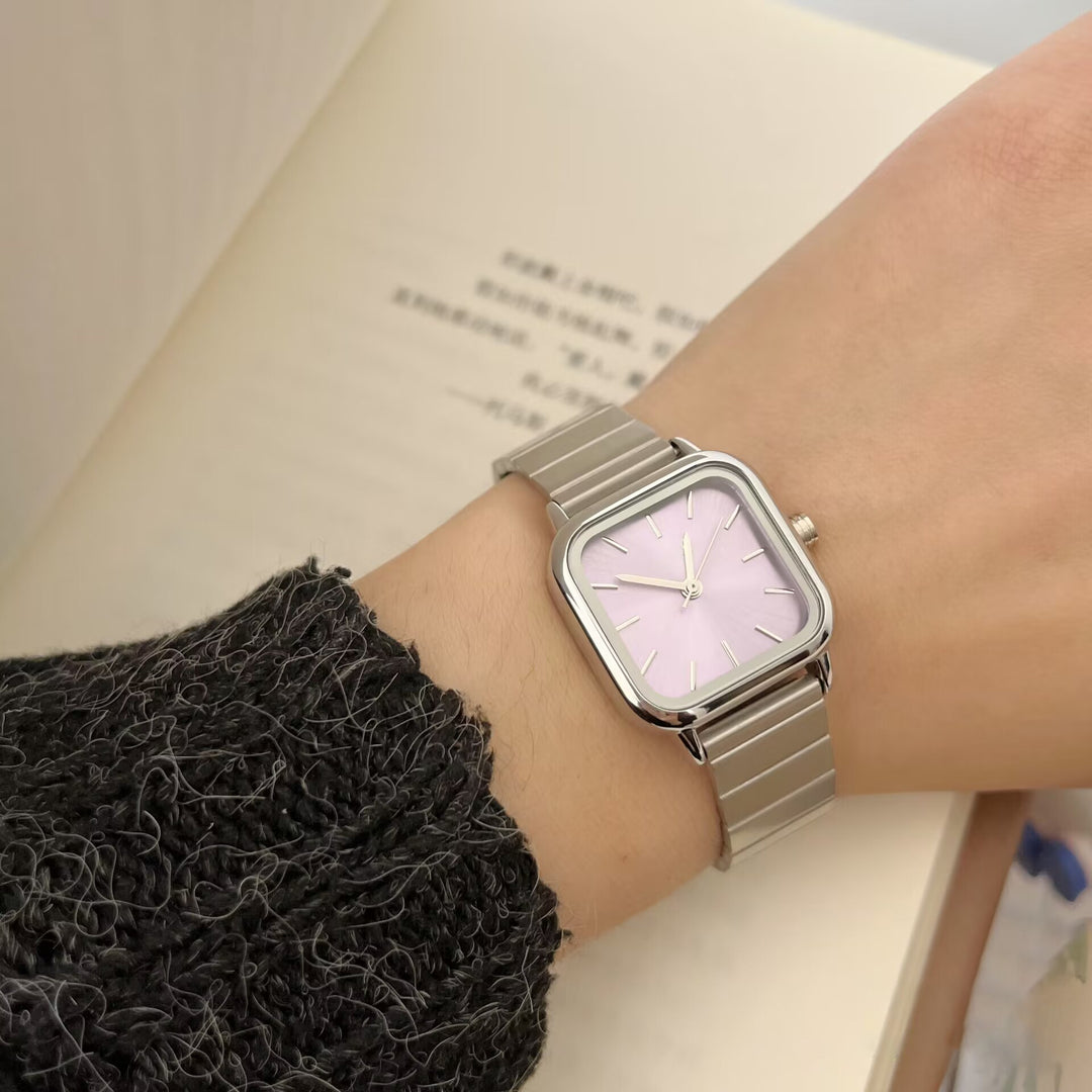 Simple student bamboo-joint steel band quartz watch