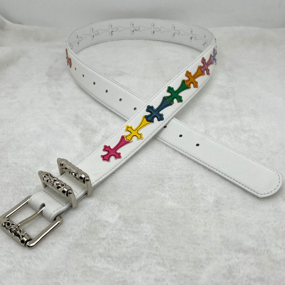 Chrome Hearts Litchi-Grain Colored Belt with Vine Motif