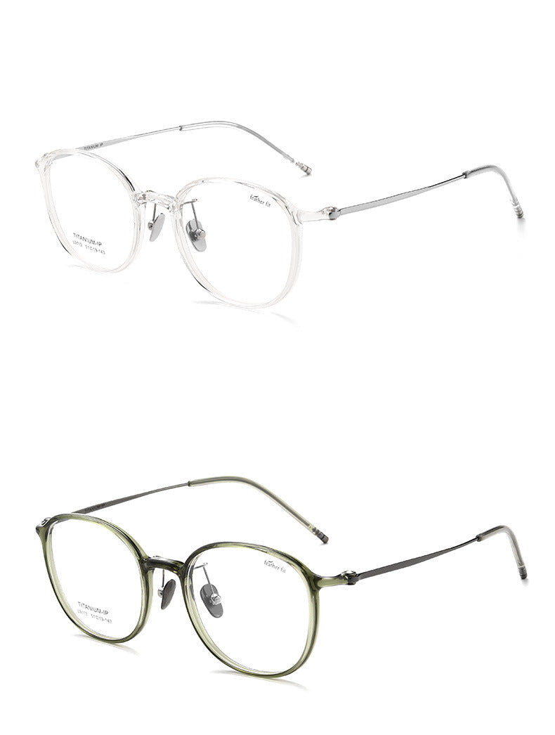 Oval ultra-light pure titanium face-slimming glasses
