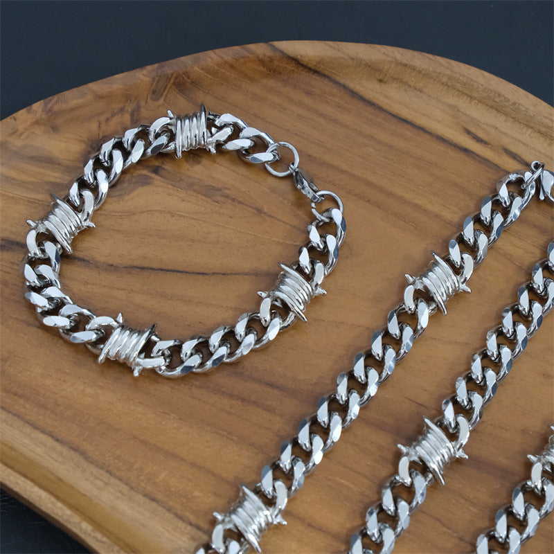 Hip Hop Thorn Cuban Chain Titanium Steel Necklace