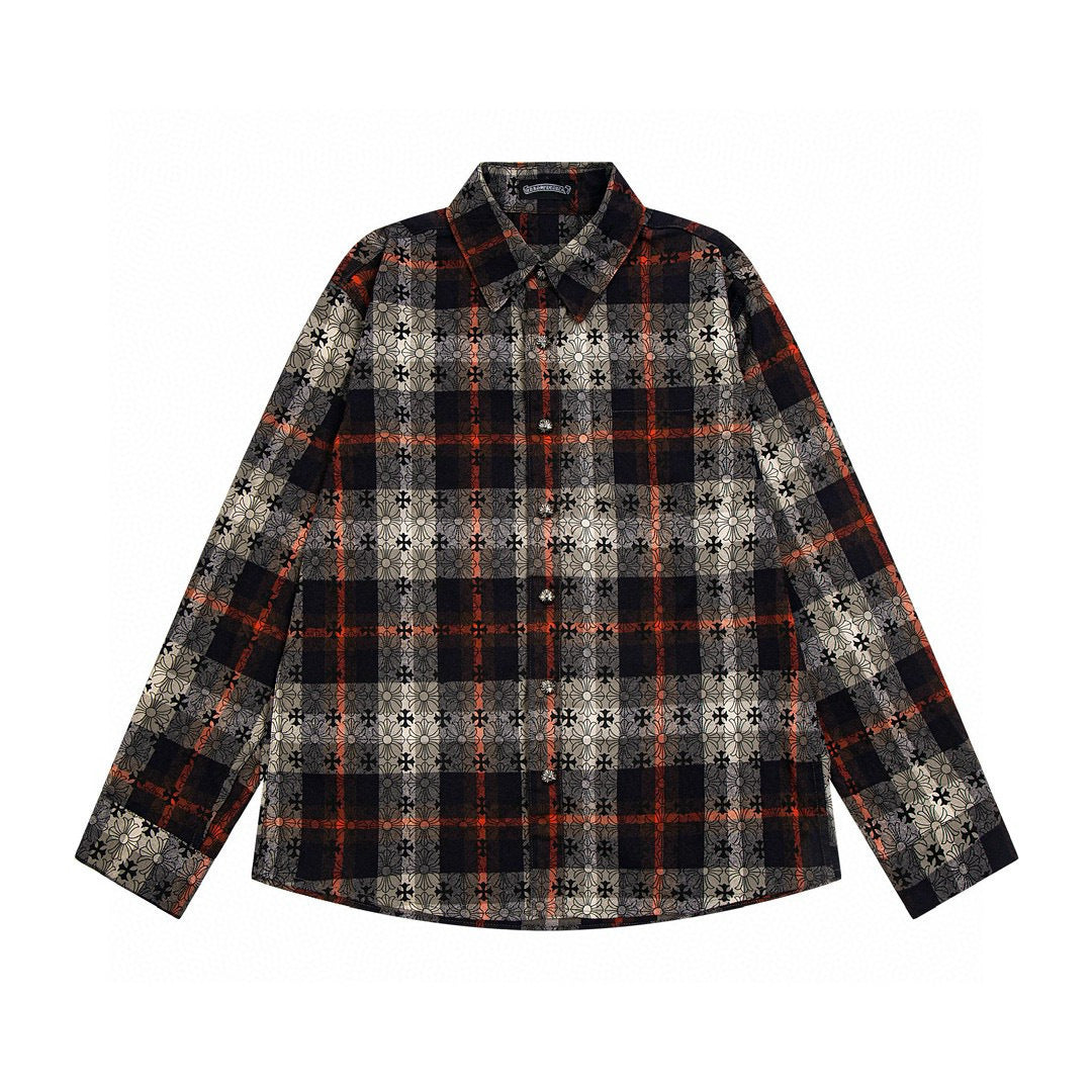 Chrome Hearts Paisley Cross Print Jacquard Long-Sleeved Shirt