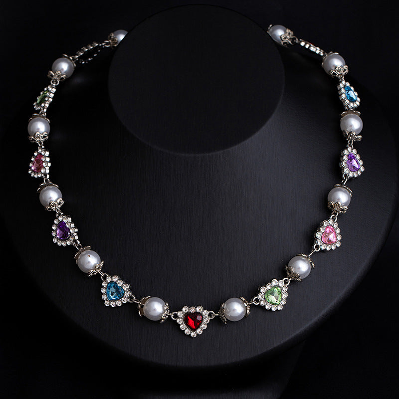 Rhinestone & Pearl Jewelry Set: Bracelet, Necklace, and Waist Chain