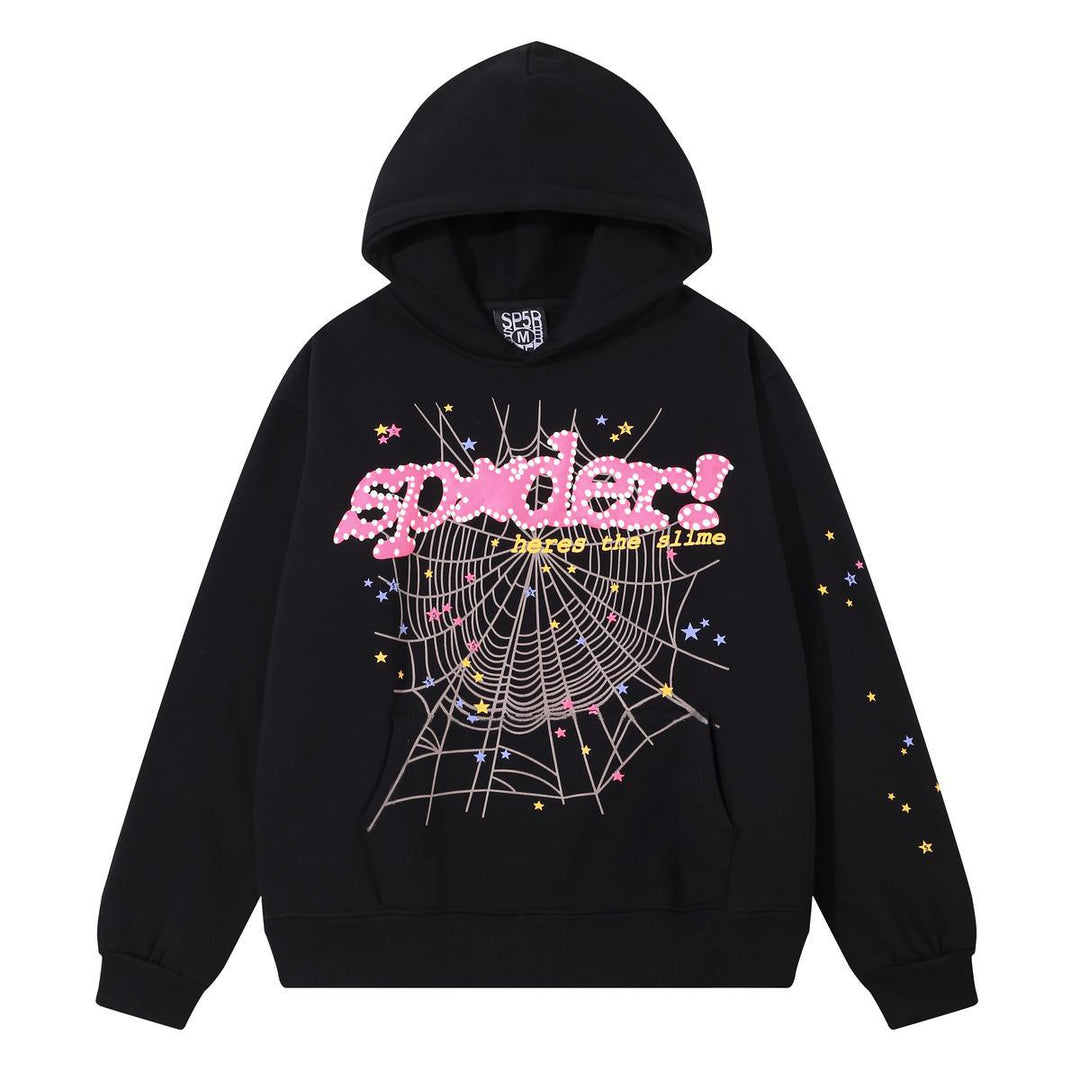 Sp5der foam letter 555 hoodie Pink Casual pants