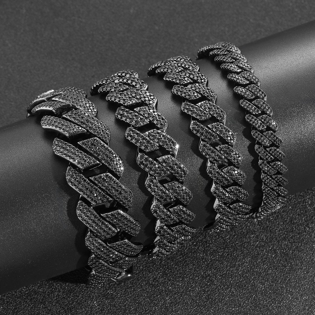 Hip-Hop Black Zirconia Rhombus Cuban Link Chain