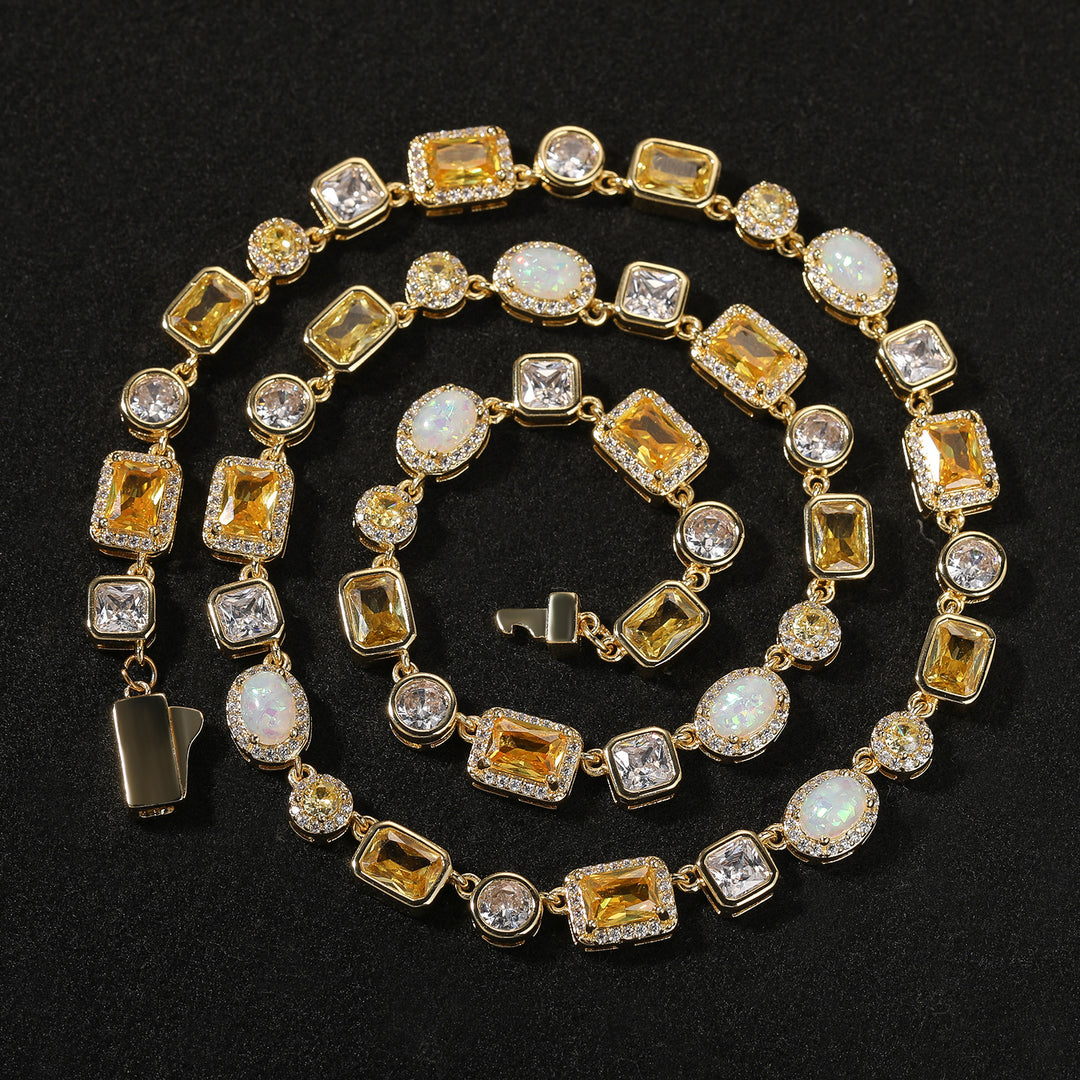 HIPHOP Copper Zirconia Necklace and Bracelet