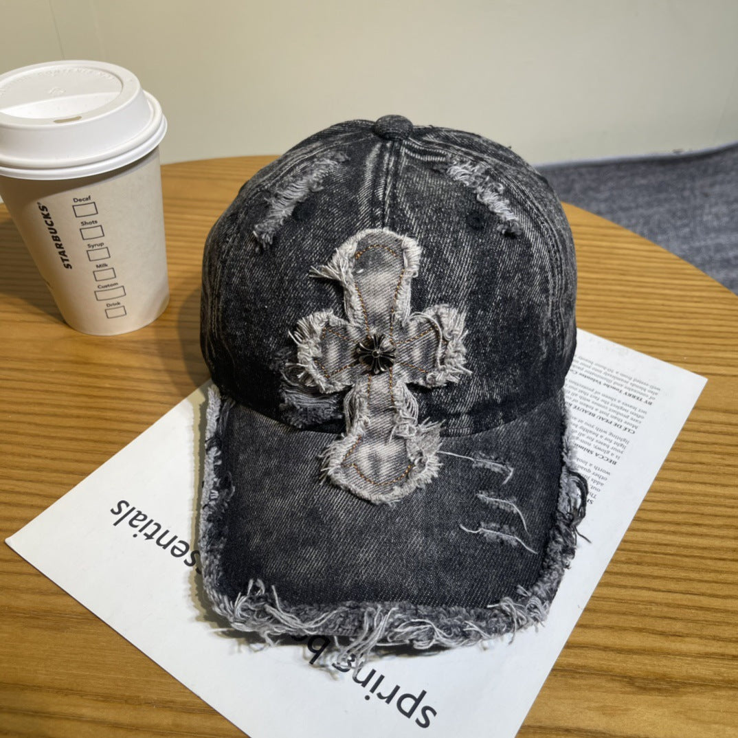 Chrome Hearts Ripped Denim Baseball Cap