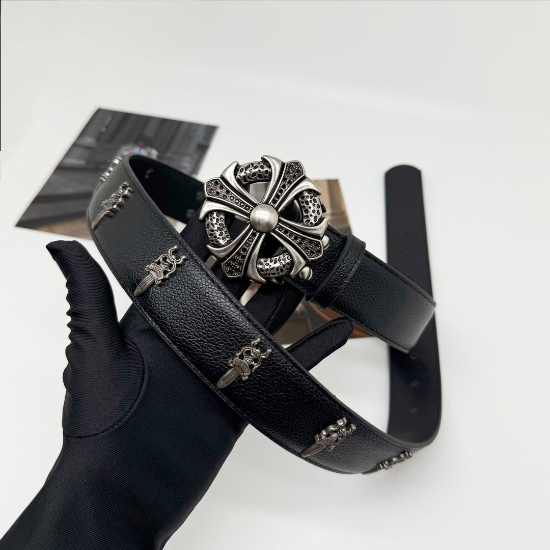 Chrome Hearts Classic Vine Belt with Dagger Stud Accents