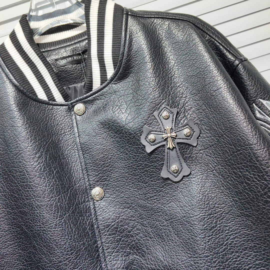 Chrome Hearts patchwork leather jacket, baseball jacket