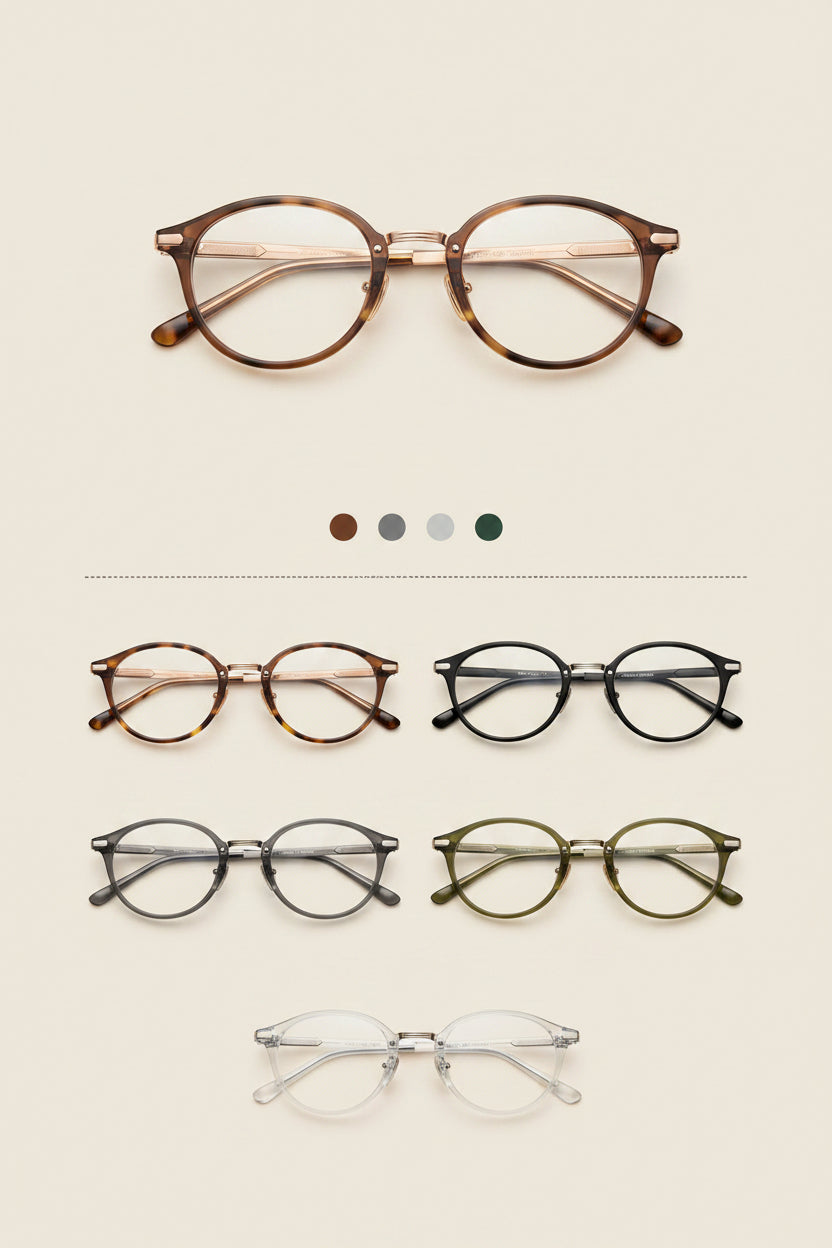 Oval ultra-light pure titanium face-slimming glasses