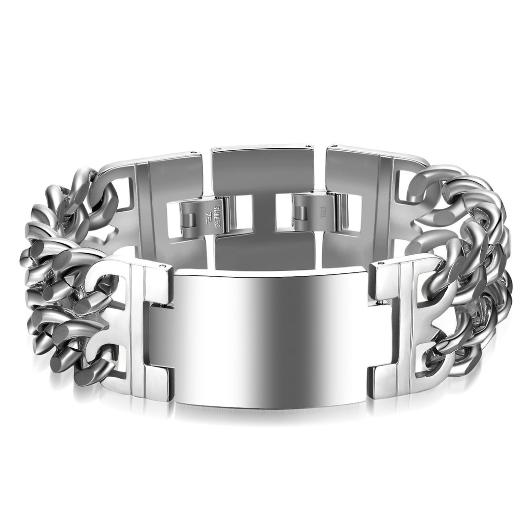 Double-Row Cross Stainless Steel Couple's Bracelet Set