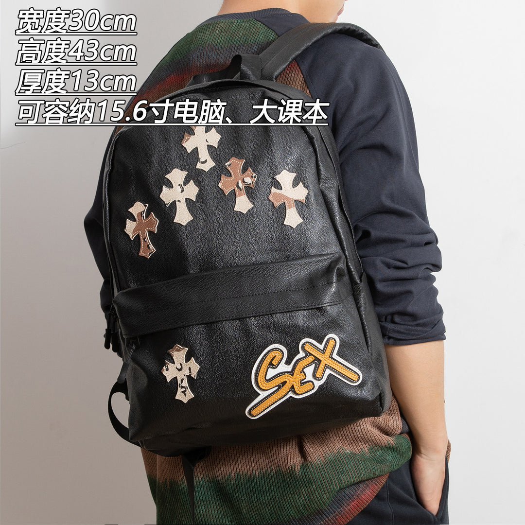 Chrome Hearts Cross Large Capacity PU Leather Backpack