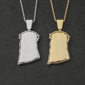 Micro Paved Zircon Jesus Head Hip Hop Men's Pendant Necklace