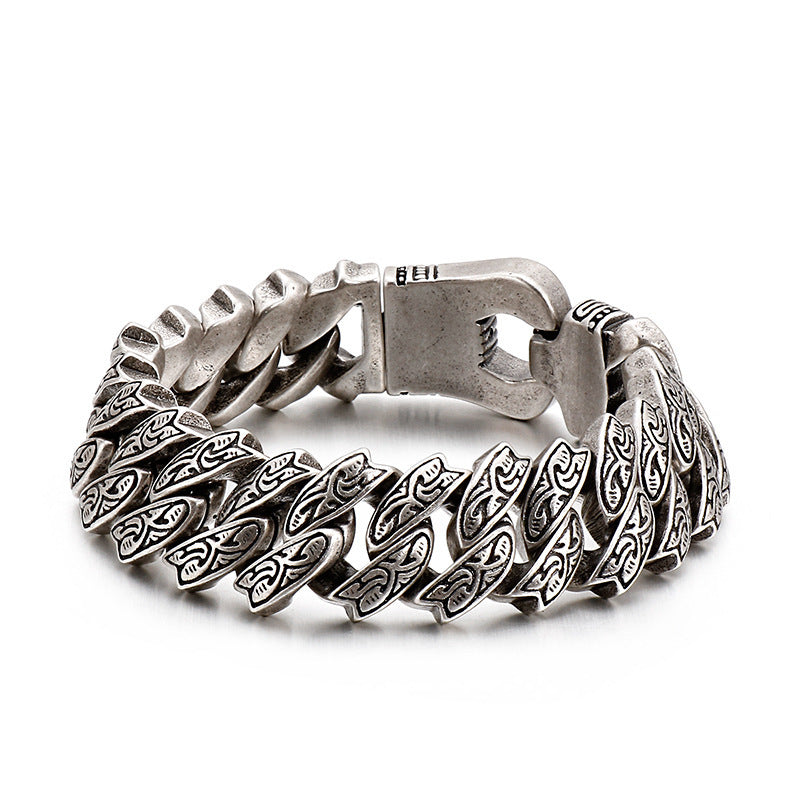 Retro pattern exaggerated stainless steel bracelet