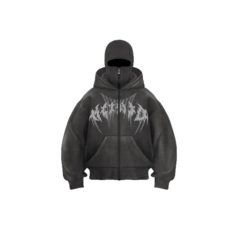 Gothic Letter Star Double Hooded Hoodie