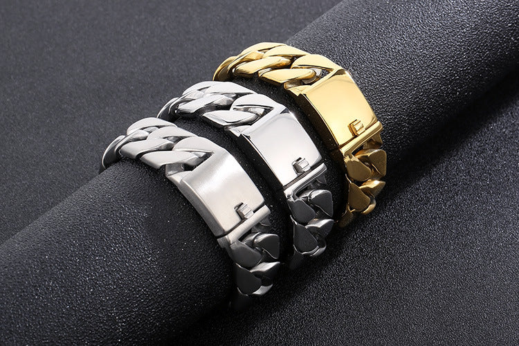 Thin 20mm Cuban chain stainless steel bracelet