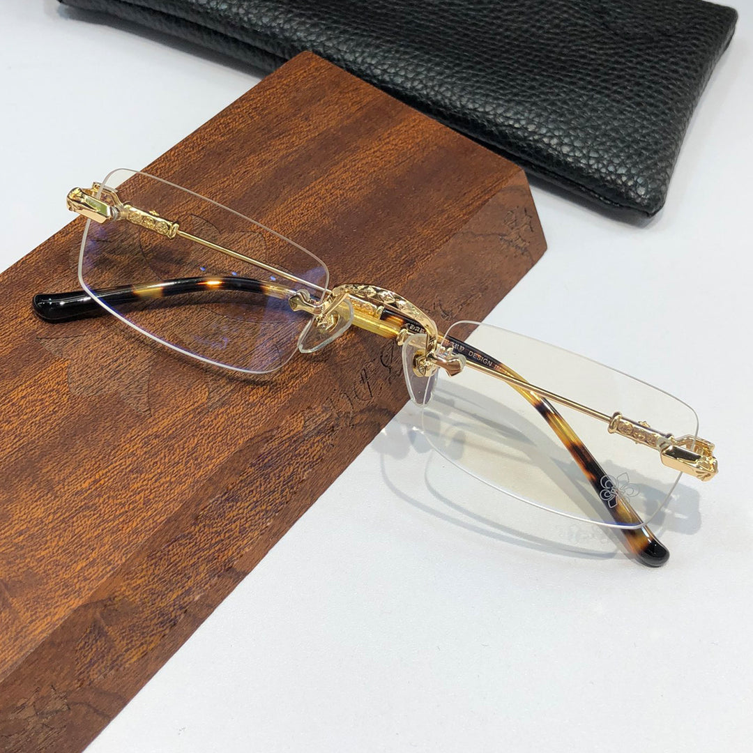 Chrome Hearts pure titanium square rimless eyeglass frames