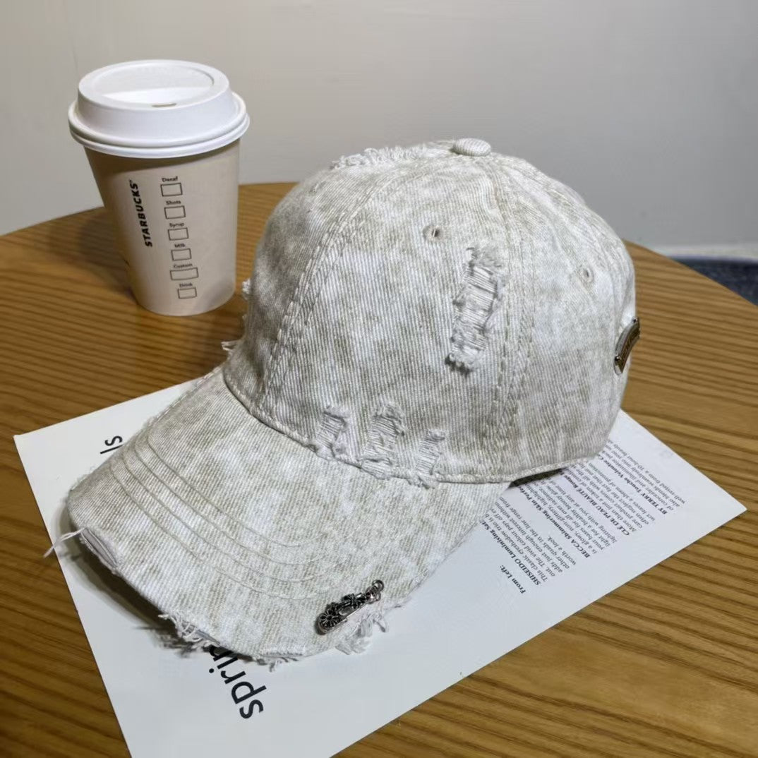 Chrome Hearts Ripped Denim Baseball Cap