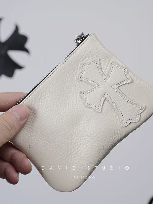 Chrome Hearts cross sword zipper card holder