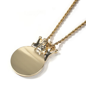 Custom Crown Round Photo Diamond Pendant Hip Hop Necklace