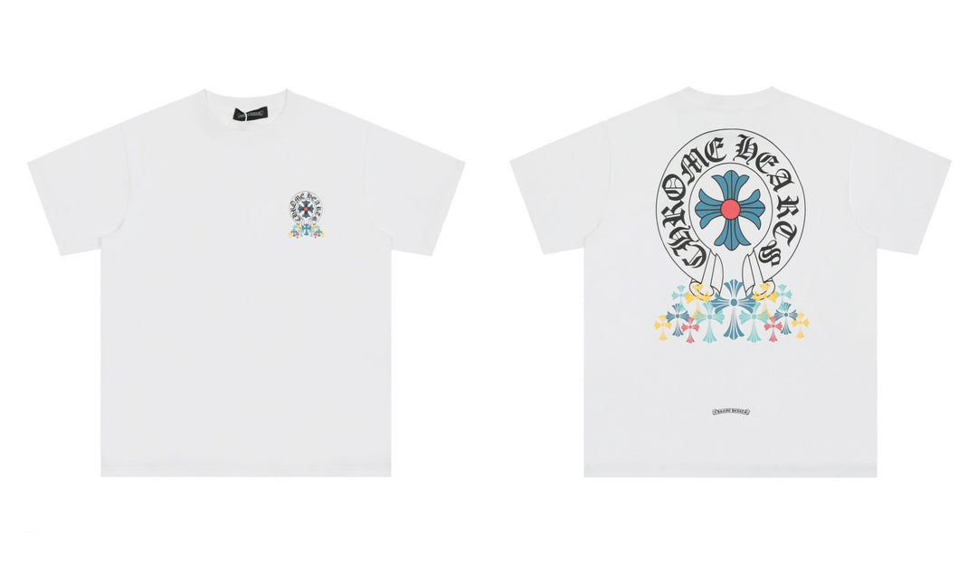 Chrome Hearts Summer Embroidery Print Cotton T-Shirt Short-Sleeve
