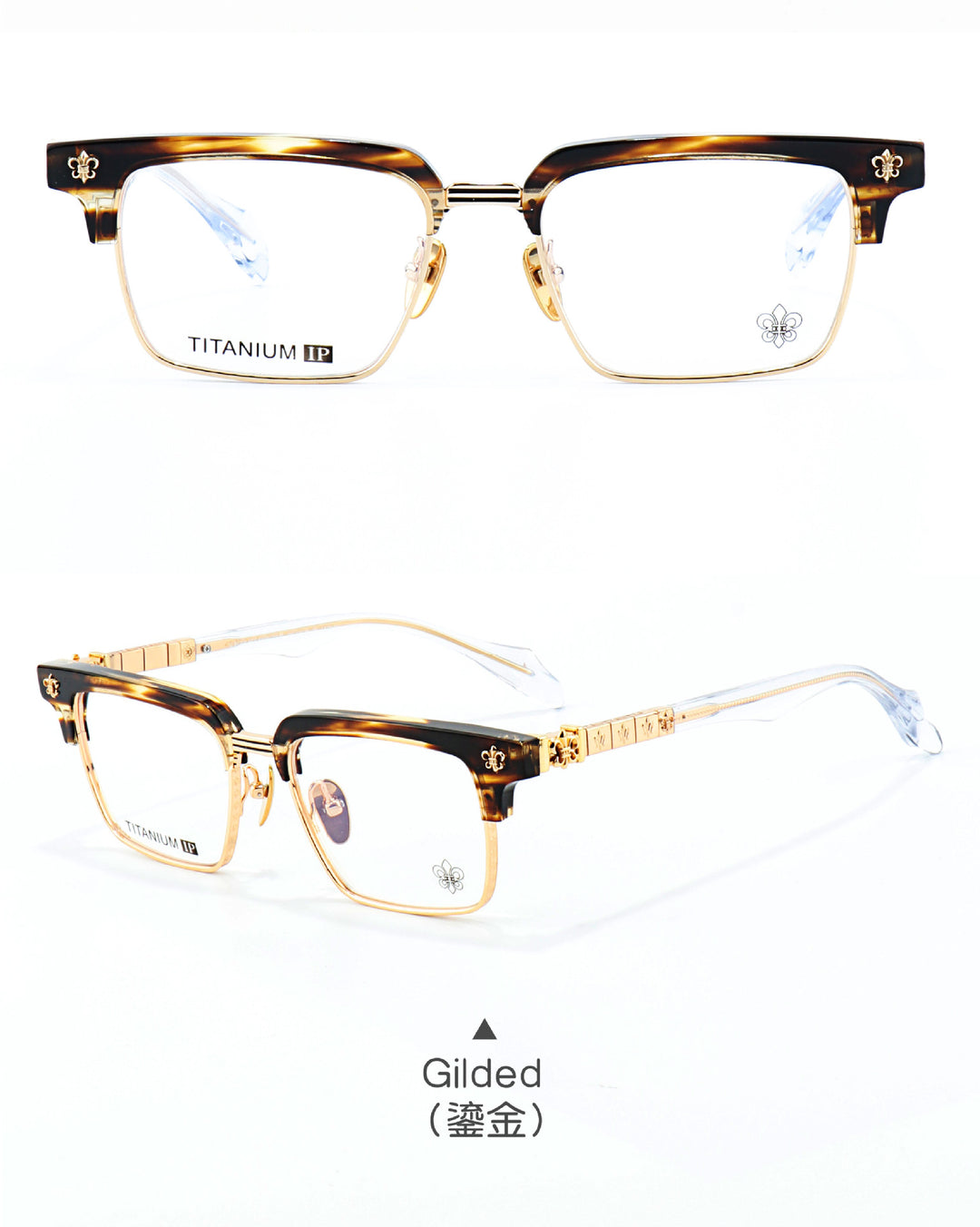 Chrome Hearts half-rimmed accordion temple glasses