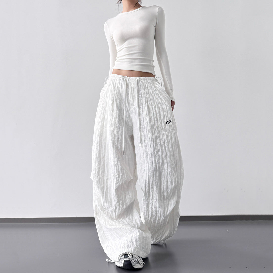 "Hot Girl" Style Quick-Drying, Textured, High-Waisted Cargo Pants