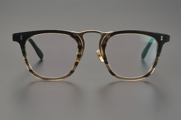 Bold Square Frames with Gold Bridge Full-Rim Style for Wider Faces