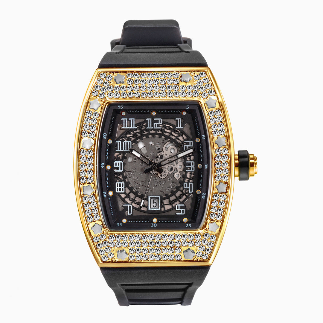 Tonneau-Shaped Quartz Watches with Silicone Straps