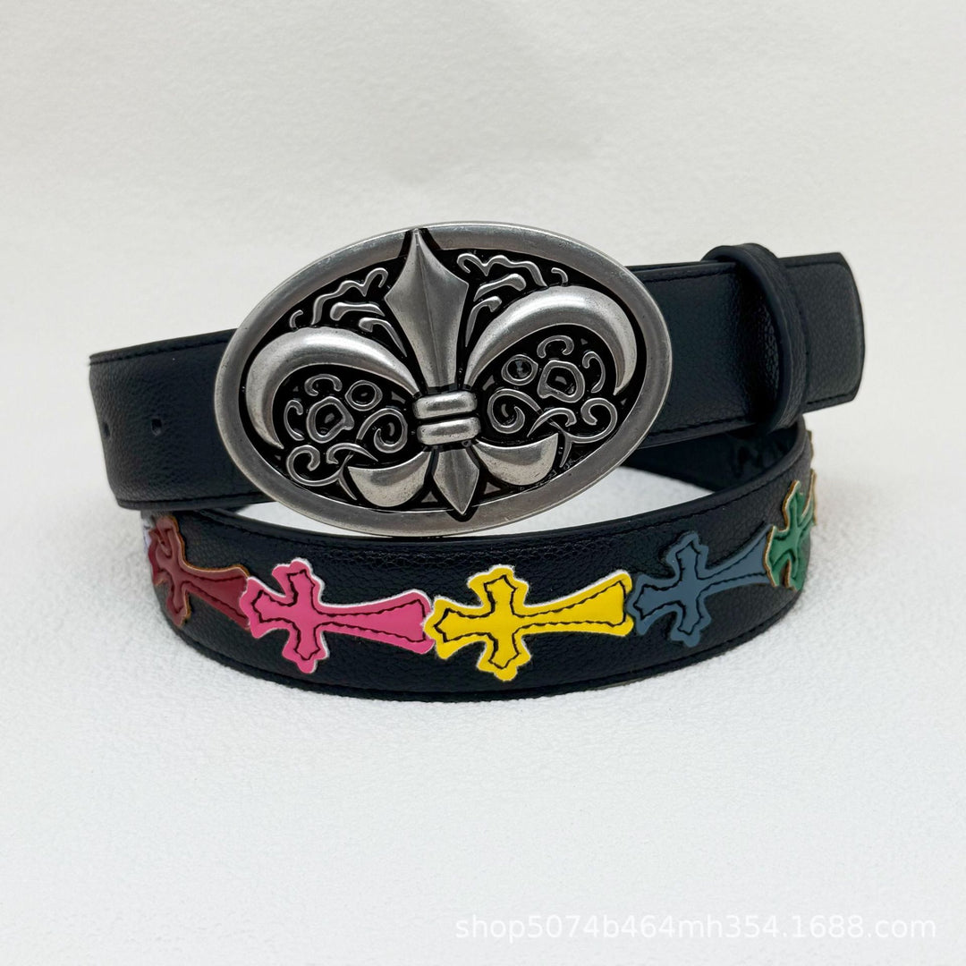 Chrome Hearts Cross-Motif Classic Leather Belt