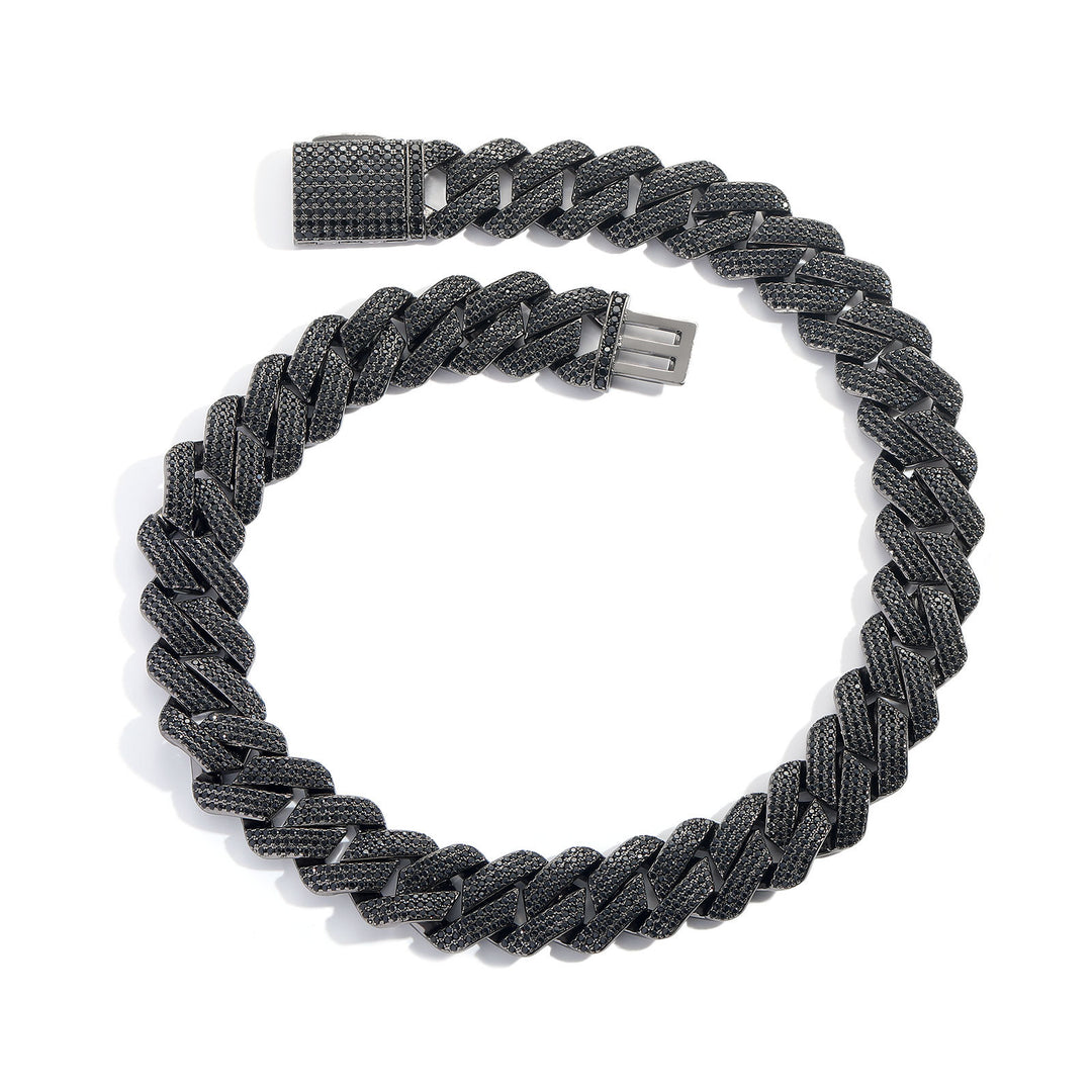 Hip-Hop Black Zirconia Rhombus Cuban Link Chain