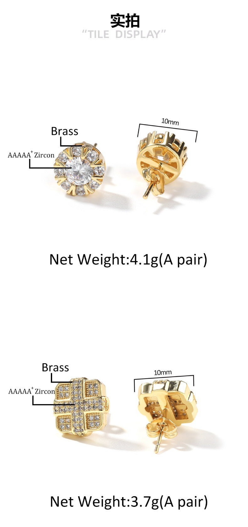 Square cross eight-star and eight-sword diamond Earrings