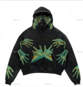 Printed zip-up cardigan hoodie