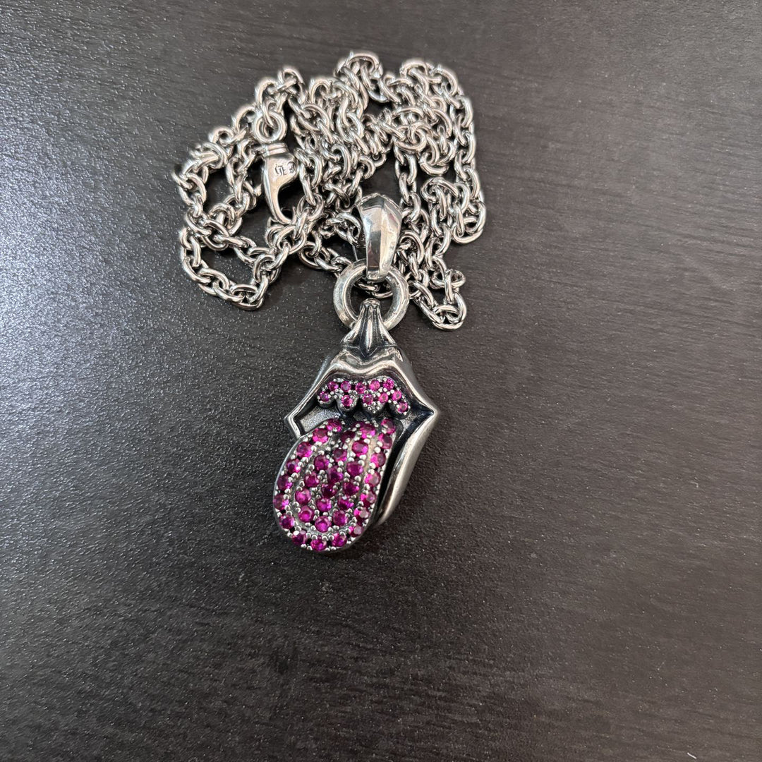 Chrome Hearts diamond-encrusted tongue pendant