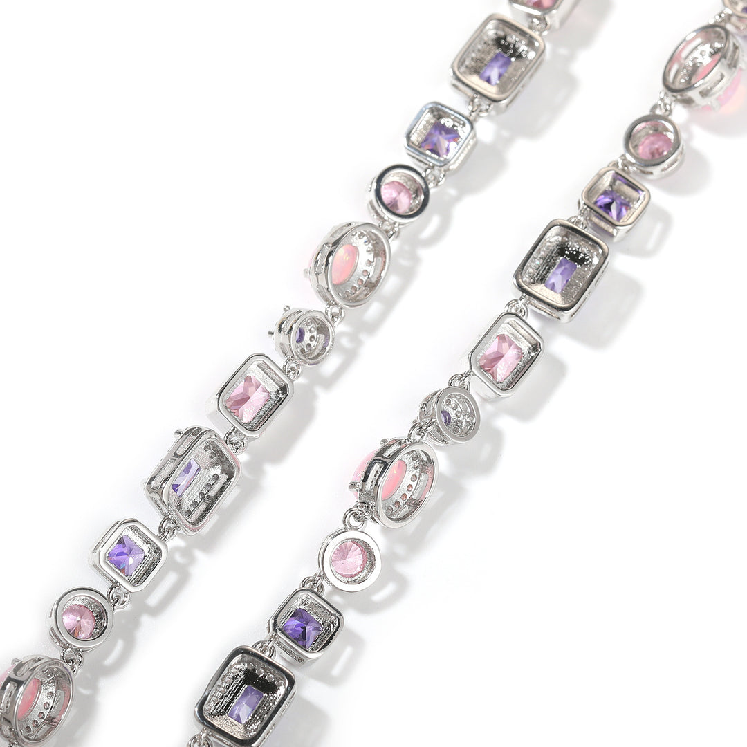 HIPHOP Copper Zirconia Necklace and Bracelet