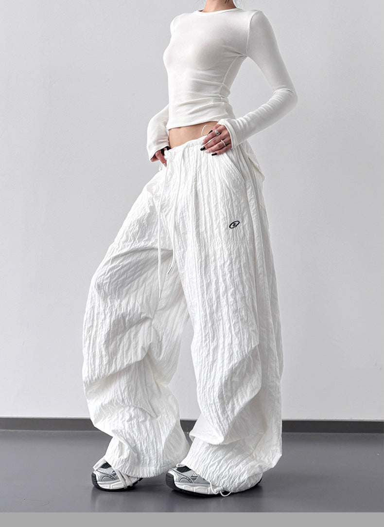 "Hot Girl" Style Quick-Drying, Textured, High-Waisted Cargo Pants