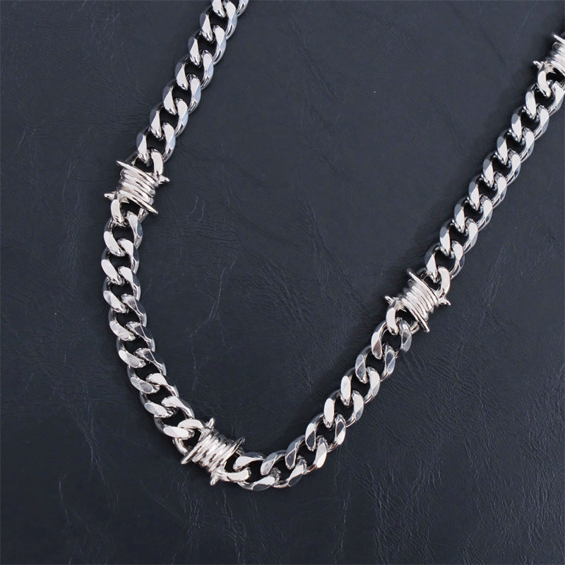 Hip Hop Thorn Cuban Chain Titanium Steel Necklace