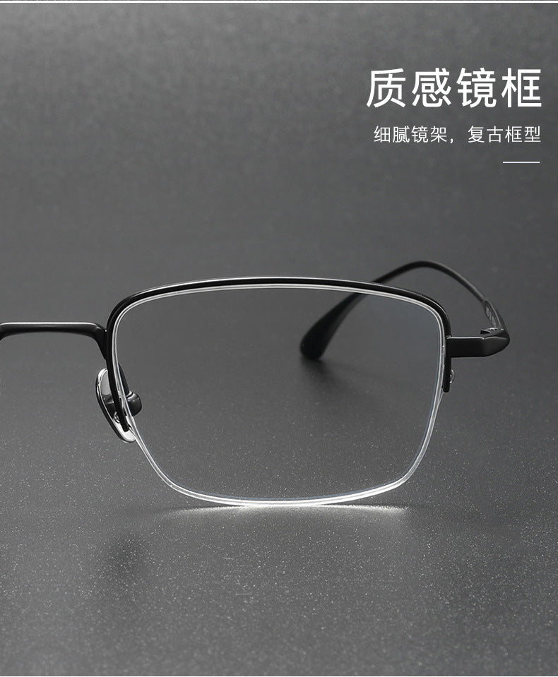 Retro half-rim pure titanium eyeglass frames